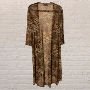 Women's Southern Charm Brown Black sheer Leopard Print midi Shrug